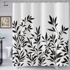 Black And White Modern Abstract Floral Shower Curtain For Bathroom 
