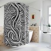 Black And White Octopus Illustration Ai Art Design Print Kids Shower Curtain - Modern Bathroom Decor