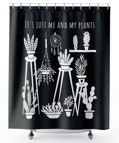 Black And White Plants Shower Curtain With Cacti And Urban Jungle Decor Prints - Plant Lover'S Gift
