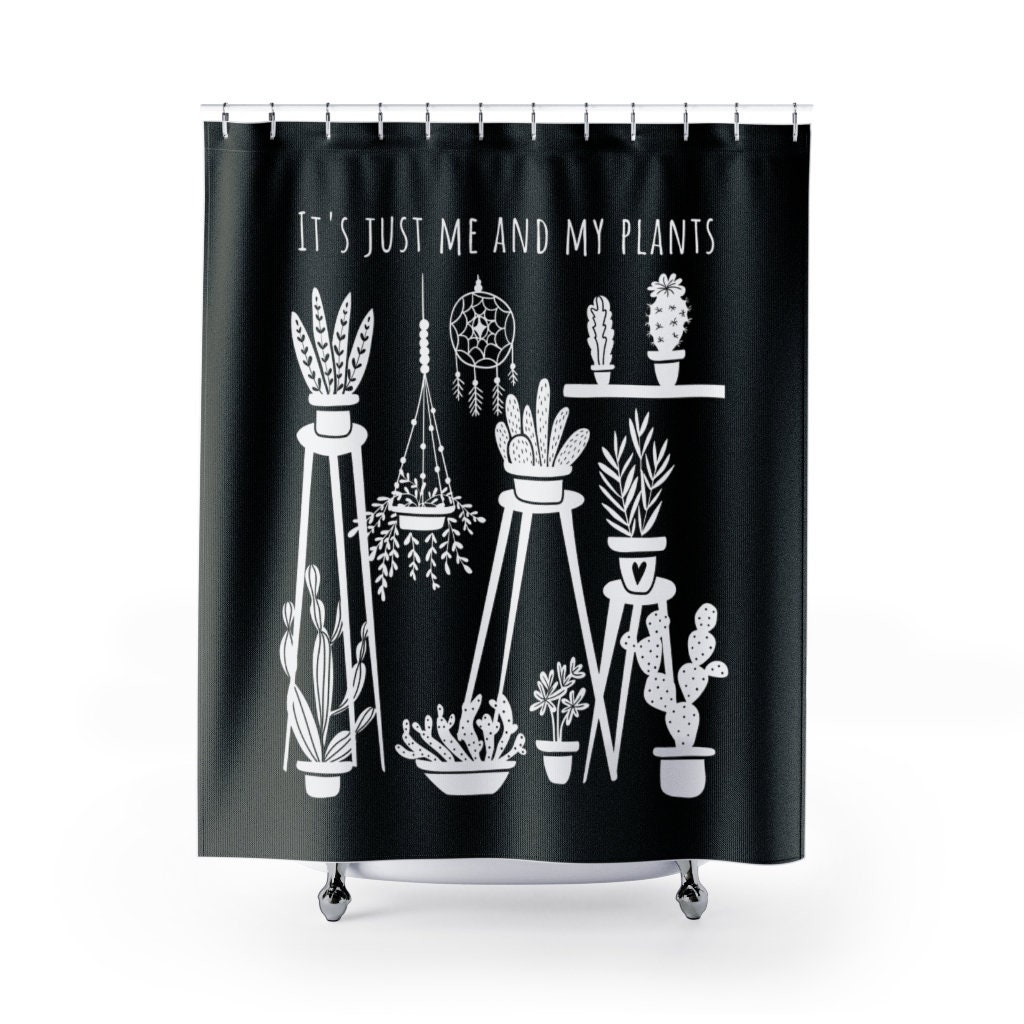 Black And White Plants Shower Curtain With Cacti And Urban Jungle Decor Prints - Plant Lover'S Gift - Image 4