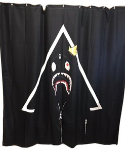 Black And White Shark Print Shower Curtain - Scary Bathroom Accessory
