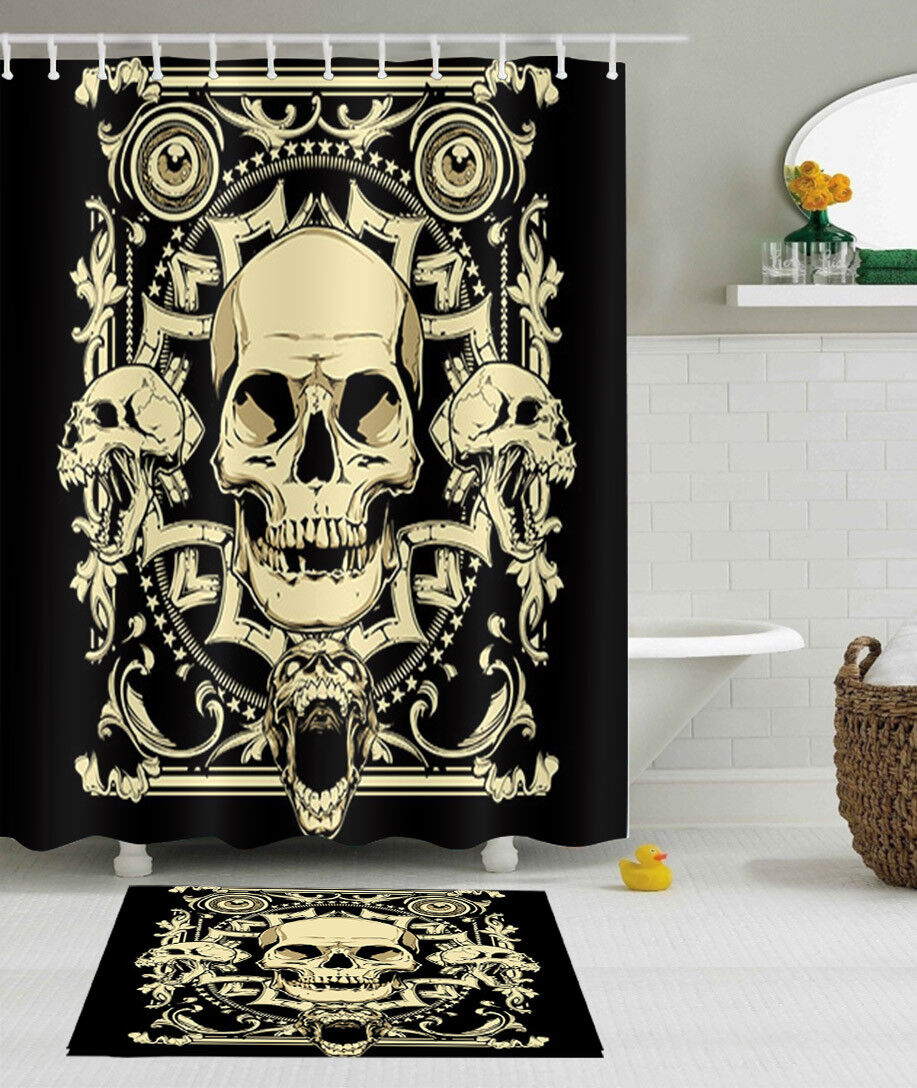 Black And White Skull Shower Curtain - Image 2