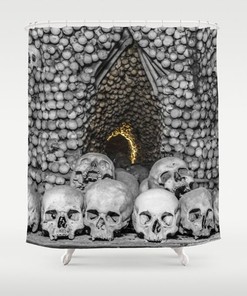 Black And White Skull Shower Curtain - Gothic Art Home Design