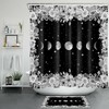 Black And White Space Shower Curtain With Flower Phase Moon And Stars Bathroom Decor