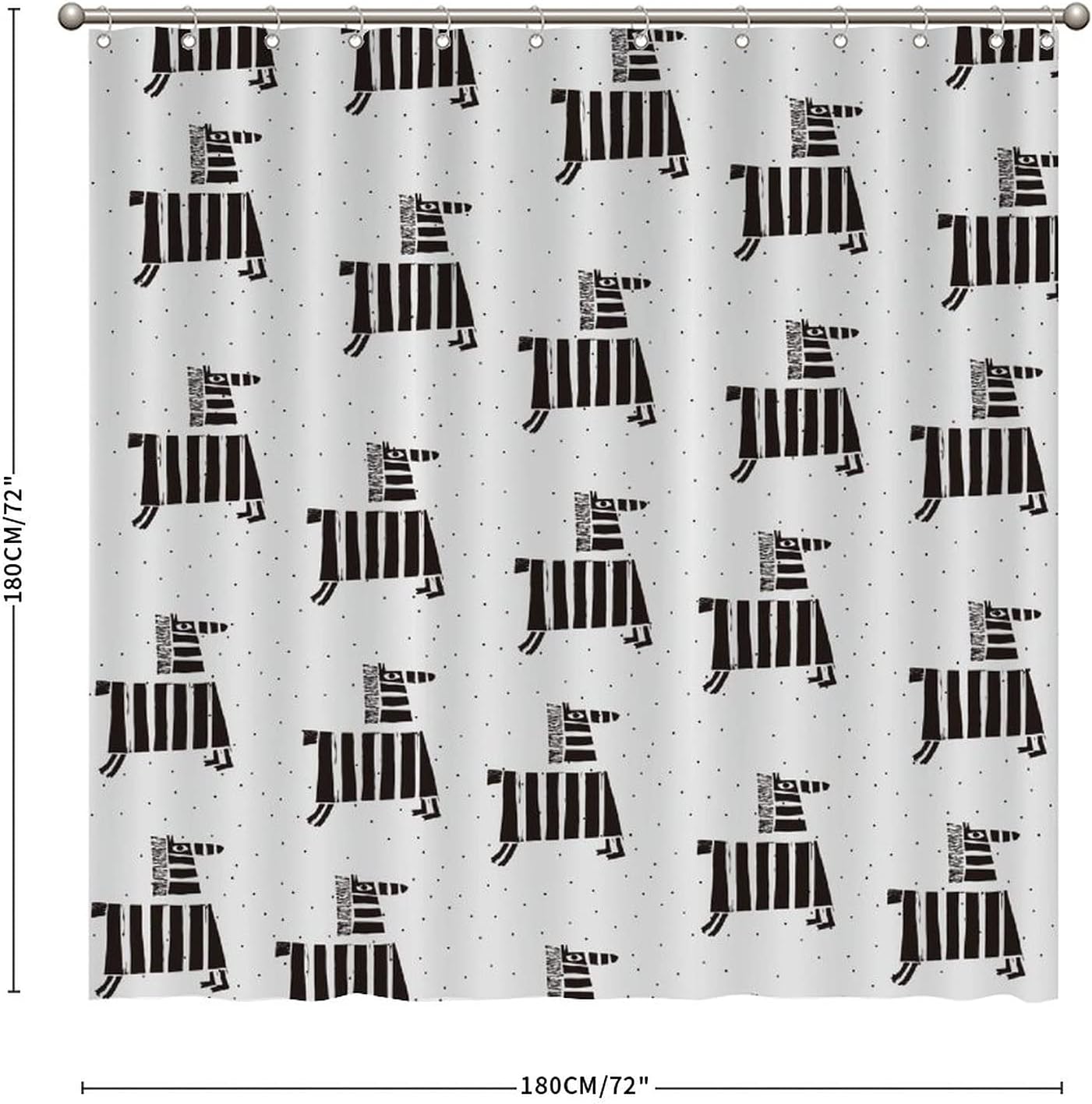 Black And White Striped Zebra Pattern Shower Curtain - Custom Durable Fabric - Image 2