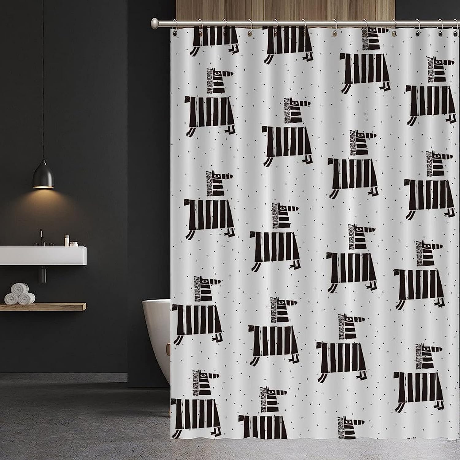 Black And White Striped Zebra Pattern Shower Curtain - Custom Durable Fabric - Image 3