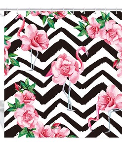 Black And White Watercolor Flamingo Waterproof Shower Curtain For A Chic And Modern Bathroom Look