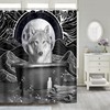 Black And White Wolf Print Shower Curtain For Bathroom Decor