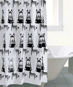 Black And White Zebra Print Shower Curtain For Bathroom Decor - Waterproof Fabric