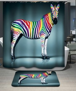 Black And White Zebra Shower Curtain For Safari Bathroom Decor