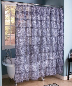 Black And White Zebra Stripe Shower Curtain For Safari Bathroom Decor