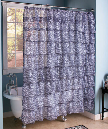 Black And White Zebra Stripe Shower Curtain For Safari Bathroom Decor