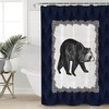 Black Animals Silhouette Blue Forest Farmhouse Bear Shower Curtain 
