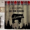 Black Bear Shower Curtain - Buffalo Plaid Check Pine Tree Woodland Wildlife Bathroom Decor