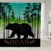 Black Bear Silhouette Shower Curtain for Rustic Bathroom, Waterproof and Wild Animal Theme