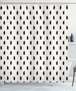 Black Bear Silhouettes Print Animal Shower Curtain For Rustic Bathroom