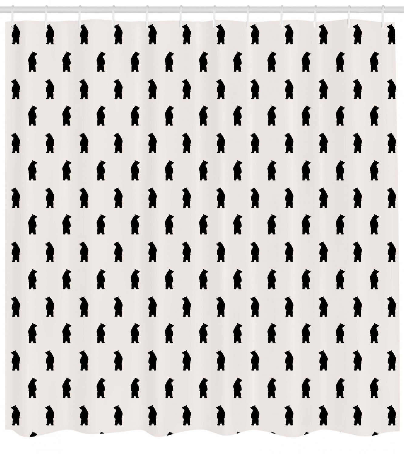 Black Bear Silhouettes Print Animal Shower Curtain For Rustic Bathroom - Image 2