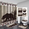 Black Bear and Berries Vintage Bathroom Shower Curtain, Rustic Farmhouse Decor