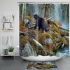 Black Bears River Shower Curtain - Autumn Forest Pine Trees Nature Scene