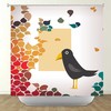 Black Bird Nature-Inspired Shower Curtain For Bathroom