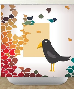 Black Bird Nature-Inspired Shower Curtain For Bathroom