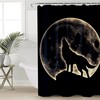 Black Boy Wolf Roar Night Shower Curtain with Animal Print for Teen and Kids Bathroom 
