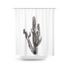 Black Cacti Watercolor Painting Print Shower Curtain for Bathroom Decor