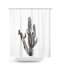 Black Cacti Watercolor Painting Print Shower Curtain for Bathroom Decor