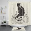 Black Cat Halloween Sitting On Pumpkin Shower Curtain For Bathroom 