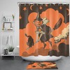Black Cat, Witch And Ghost Haunt Halloween Pumpkin Shower Curtain