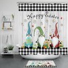 Black Check Plaid Rustic Board Easter Gnome Shower Curtain For Bathroom Decor