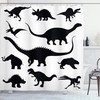 Black Dino Evolution Shower Curtain - Cloth Fabric Bathroom Decor In Black White