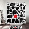Black Elephant Print Shower Curtain with Red Spot Design
