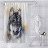 Black Fierce Wildlife Animals Wolf Hand Painting Shower Curtain Modern Art Watercolor Bath Curtain