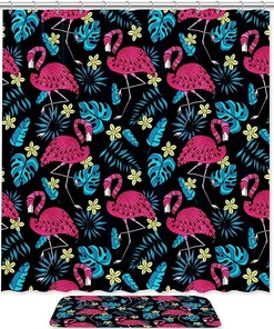 Black Flamingo Shower Curtain