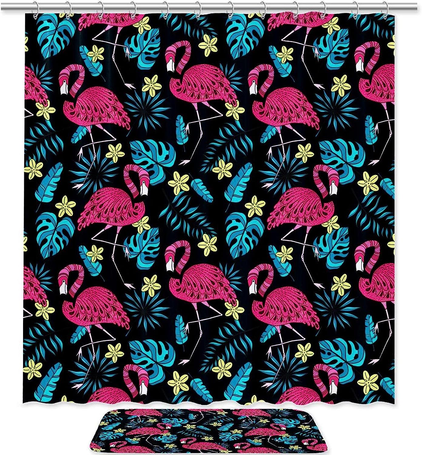 Black Flamingo Shower Curtain