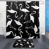 Black Flamingo Shower Curtain with White Background, Modern Bathroom Accessory 