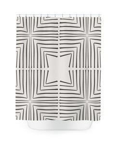 Black Geometric Art Boho Shower Curtain with Unique Line Pattern