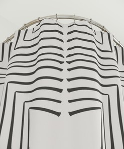 Black Geometric Art Boho Shower Curtain with Unique Line Pattern