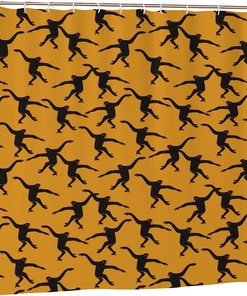 Black Gibbon Monkey Animals Shower Curtain For Fun Bathroom Decor