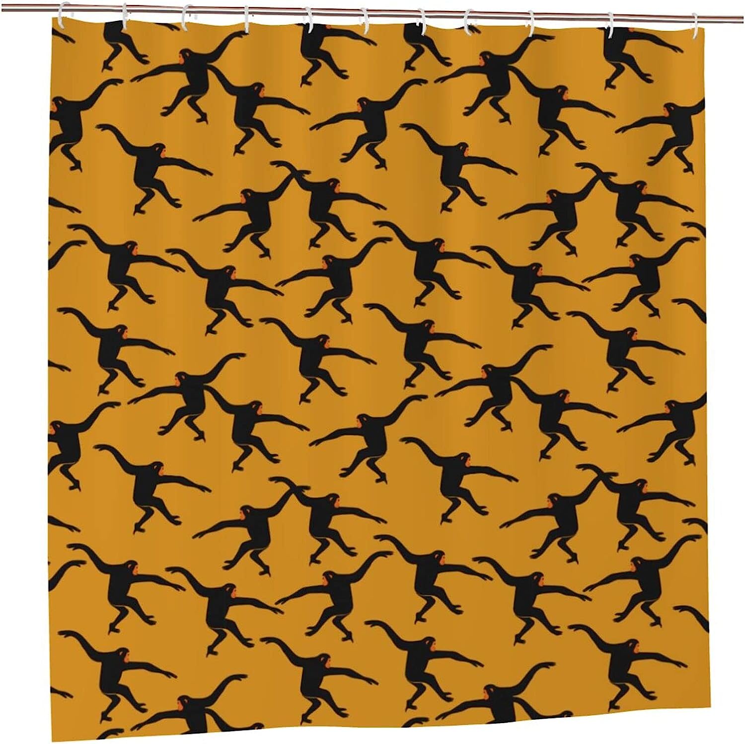 Black Gibbon Monkey Animals Shower Curtain For Fun Bathroom Decor