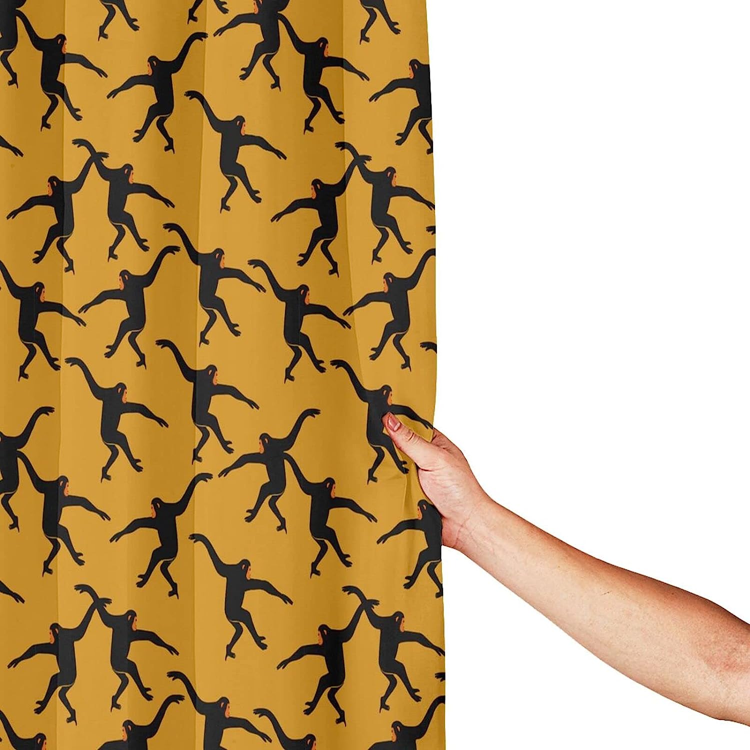 Black Gibbon Monkey Animals Shower Curtain For Fun Bathroom Decor - Image 2