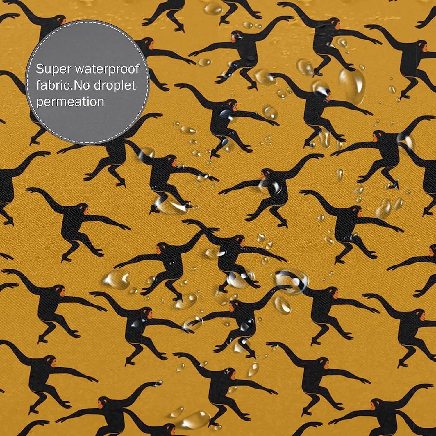 Black Gibbon Monkey Animals Shower Curtain For Fun Bathroom Decor - Image 3