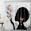 Black Girl African American Woman Butterfly Shower Curtain for Modern Boho Bathrooms