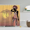 Black Girl African Style Landscape Sunset Shower Curtain For Modern Bathroom