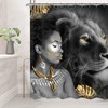 Black Girl Afro African Arty Shower Curtain, Gold Jungle Safari Lion Print, Bathroom Decor Waterproof Curtain 