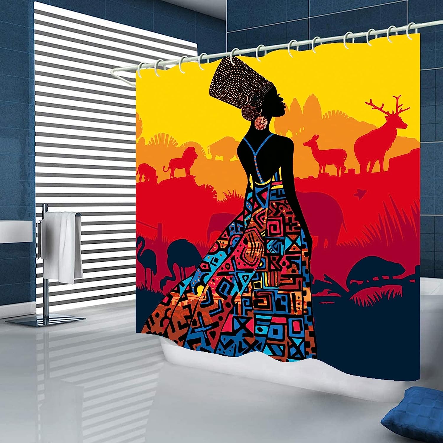 Black Girl Bathroom Decor Shower Curtain Set - Image 2