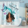 Black Girl Mermaid Fabric Shower Curtain, Kid'S Bathroom Decor, 71 Inches