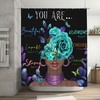 Black Girl Shower Curtain Queen Teal Rose Motivational Quote Afro Eucalyptus Leaves Butterfly Vintage Shower Curtain