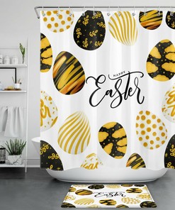 Black Gold Easter Eggs With Unique Shower Curtains Design Creative Bathroom Accessories